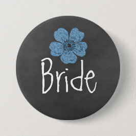 Chapa Redonda De 7 Cm Rosas Bride Wild Blue Chalkboard