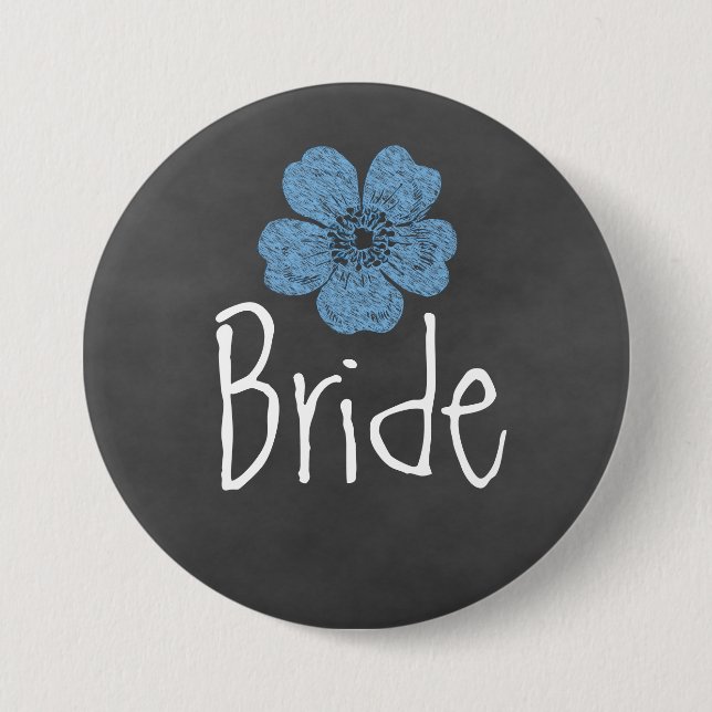 Chapa Redonda De 7 Cm Rosas Bride Wild Blue Chalkboard (Anverso)