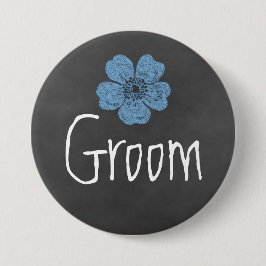 Chapa Redonda De 7 Cm Rosas Groom Wild Blue Chalkboard