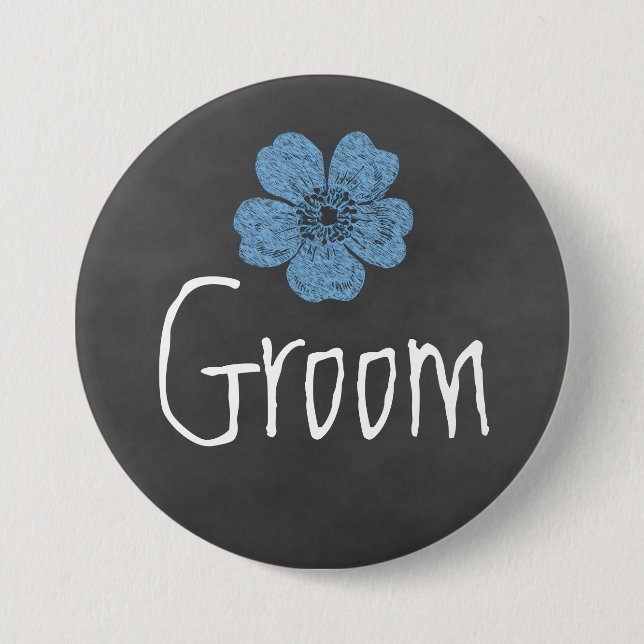 Chapa Redonda De 7 Cm Rosas Groom Wild Blue Chalkboard (Anverso)