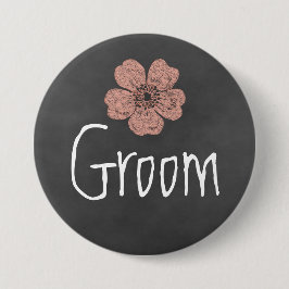 Chapa Redonda De 7 Cm Rosas Groom Wild Peach Chalkboard
