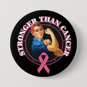 Chapa Redonda De 7 Cm Rosie The Riveter Es Más Fuerte Que El Cáncer De M