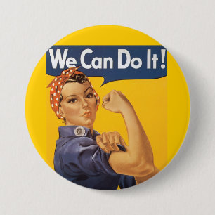 Chapa Redonda De 7 Cm Rosie the Riveter "Podemos hacerlo"