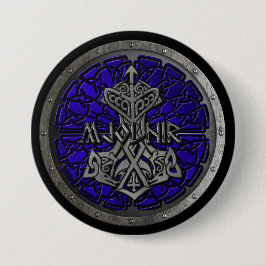 Chapa Redonda De 7 Cm Royal Blue Mjolnir Shield
