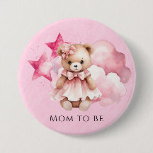 Rubor Pink Watercolor Teddy Bear Chica Baby Shower