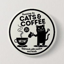 Chapa Redonda De 7 Cm Running on Cats and Coffee