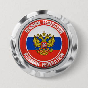 Chapa Redonda De 7 Cm Rusia rodea al Emblema
