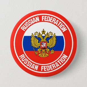 Chapa Redonda De 7 Cm Rusia rodea al Emblema