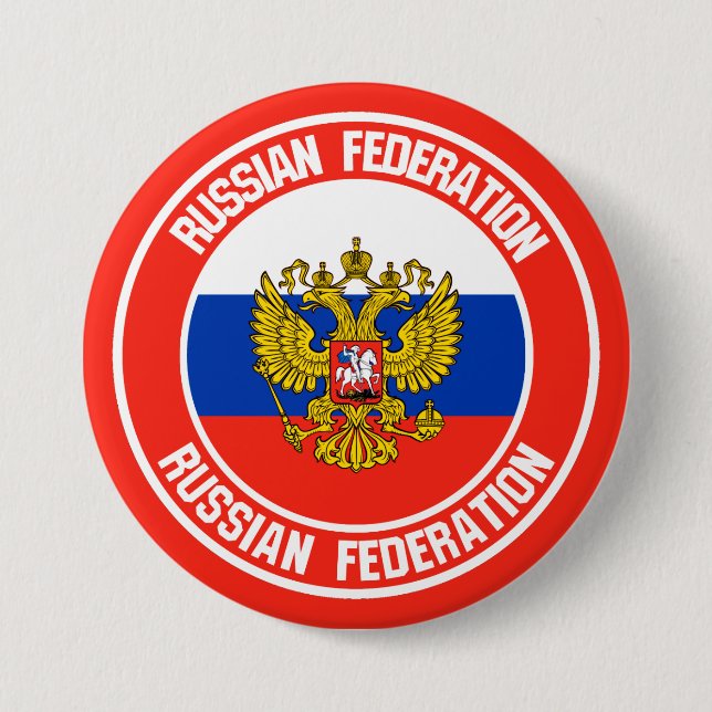Chapa Redonda De 7 Cm Rusia rodea al Emblema (Anverso)