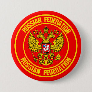 Chapa Redonda De 7 Cm Rusia rodea al Emblema