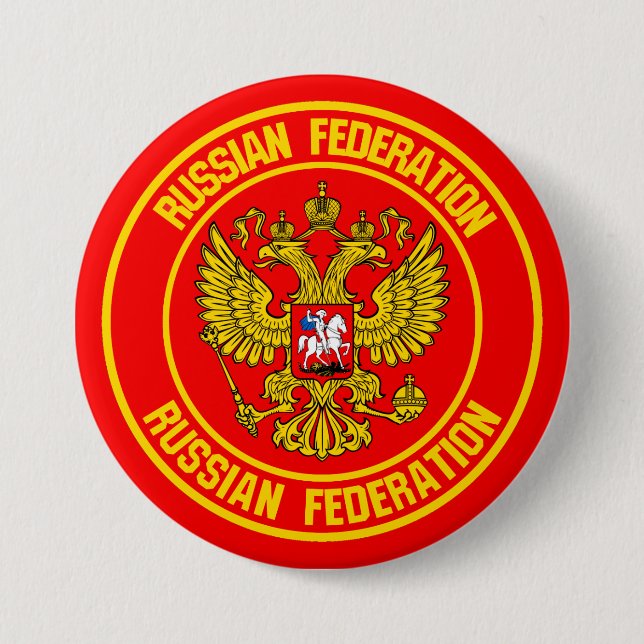 Chapa Redonda De 7 Cm Rusia rodea al Emblema (Anverso)