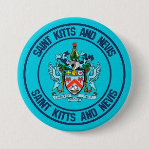 Chapa Redonda De 7 Cm Saint Kitts y Nevis Emblema redondo
