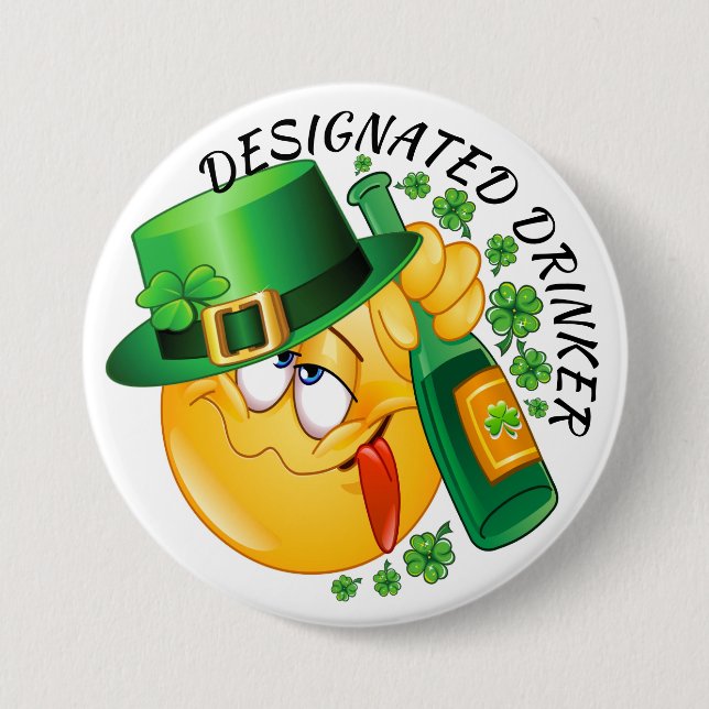 Chapa Redonda De 7 Cm SALE Designated Drinker St. Patrick's Day (Anverso)