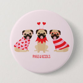 Chapa Redonda De 7 Cm Saltos Y Besos Perros De Pug Cute