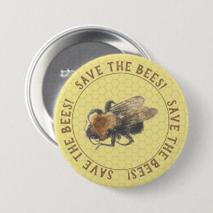 Chapa Redonda De 7 Cm Salven las abejas   Vintage Honeybee & Honeycomb