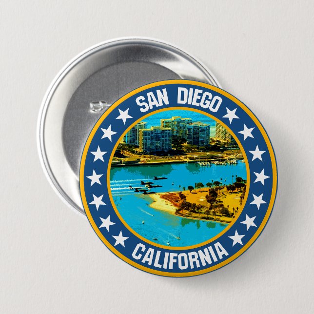 Chapa Redonda De 7 Cm San Diego (Anverso y reverso)