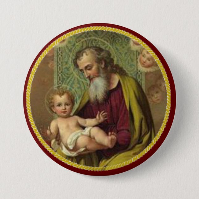 Chapa Redonda De 7 Cm San José y niño Jesús (Anverso)