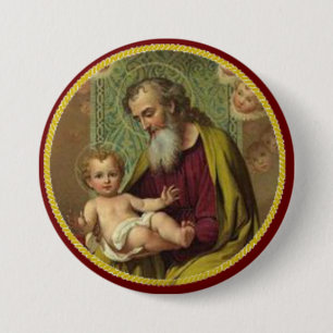 Chapa Redonda De 7 Cm San José y niño Jesús