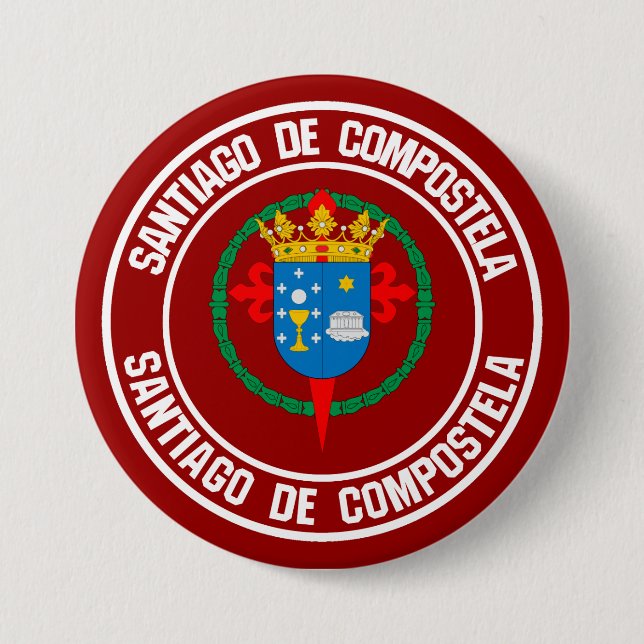 Chapa Redonda De 7 Cm Santiago de Compostela Ronda Emblem (Anverso)