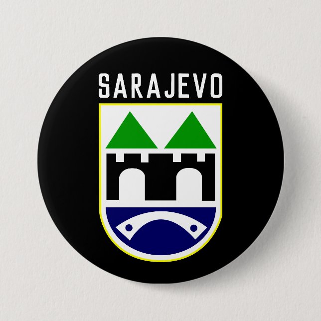 Chapa Redonda De 7 Cm Sarajevo coat of arms, Bosnia and Herzegovina (Anverso)