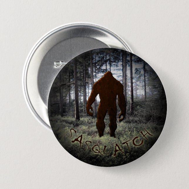 CHAPA REDONDA DE 7 CM SASQUATCH EN MADERA (Anverso y reverso)