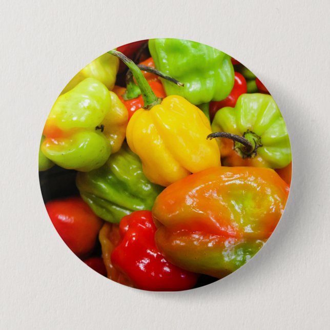 Chapa Redonda De 7 Cm Scotch Bonnet Chili Peppers (Anverso)