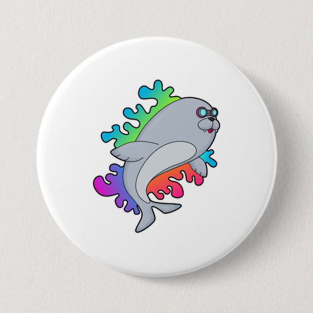 Chapa Redonda De 7 Cm Sello con lentes (Anverso)