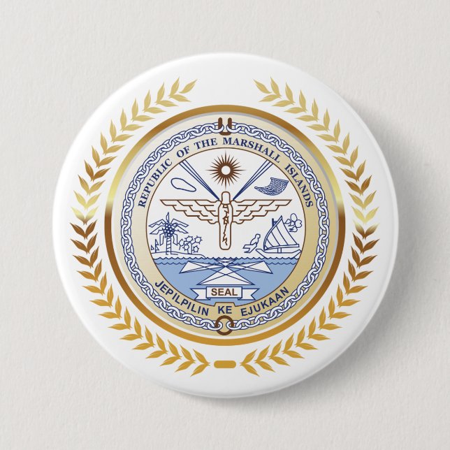 Chapa Redonda De 7 Cm Sello de las Islas Marshall (Anverso)