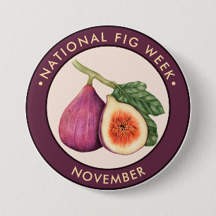 Chapa Redonda De 7 Cm Semana Nacional de la Fig, ilustracion vintage de 