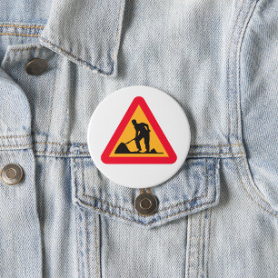 Chapa Redonda De 7 Cm Señal de Obras en Curso Adelante Advertencia de Zo