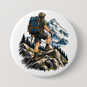 Chapa Redonda De 7 Cm Senderismo con mochila y caminata en montaña para 