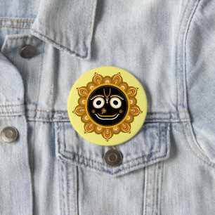 Chapa Redonda De 7 Cm Señor Jagannath Devocional - Hare Krishna
