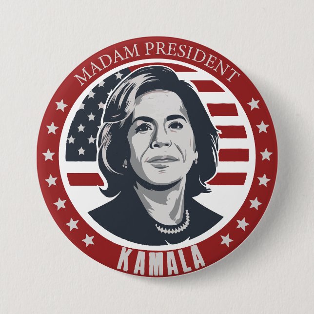 Chapa Redonda De 7 Cm Señora Presidenta Kamala Harris (Anverso)