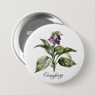 Chapa Redonda De 7 Cm Serene Watercolor Comfrey, personalizado