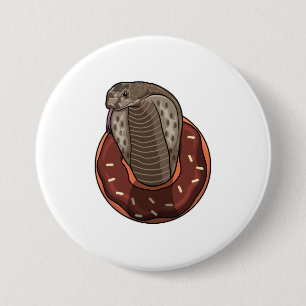 Chapa Redonda De 7 Cm Serpiente con donut