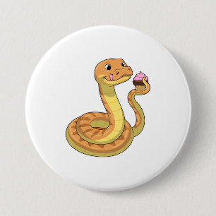 Chapa Redonda De 7 Cm Serpiente con Muffin
