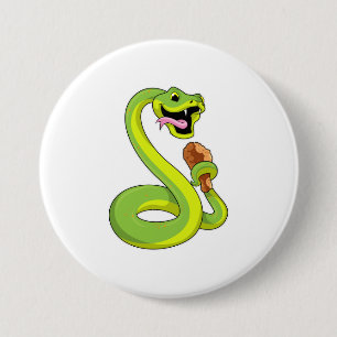 Chapa Redonda De 7 Cm Serpiente con pollo