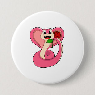 Chapa Redonda De 7 Cm Serpiente con Rosa