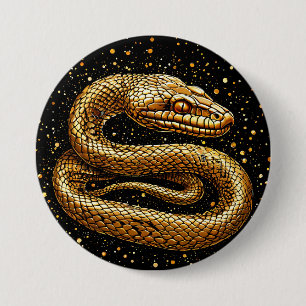Chapa Redonda De 7 Cm Serpiente dorada