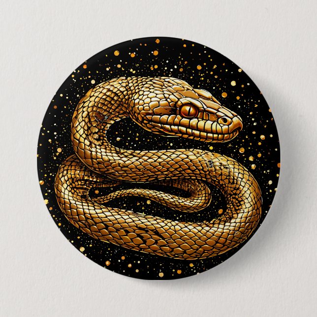 Chapa Redonda De 7 Cm Serpiente dorada (Anverso)
