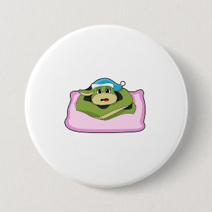 Chapa Redonda De 7 Cm Serpiente durmiendo con gorra nocturna