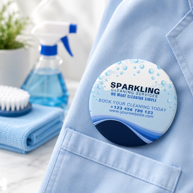 Chapa Redonda De 7 Cm Servicios de Limpieza Profesionales Azul Blanco Mo (Subido por el creador)