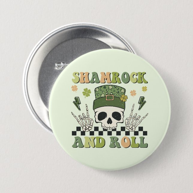 Chapa Redonda De 7 Cm Shamrock and Roll (Anverso y reverso)