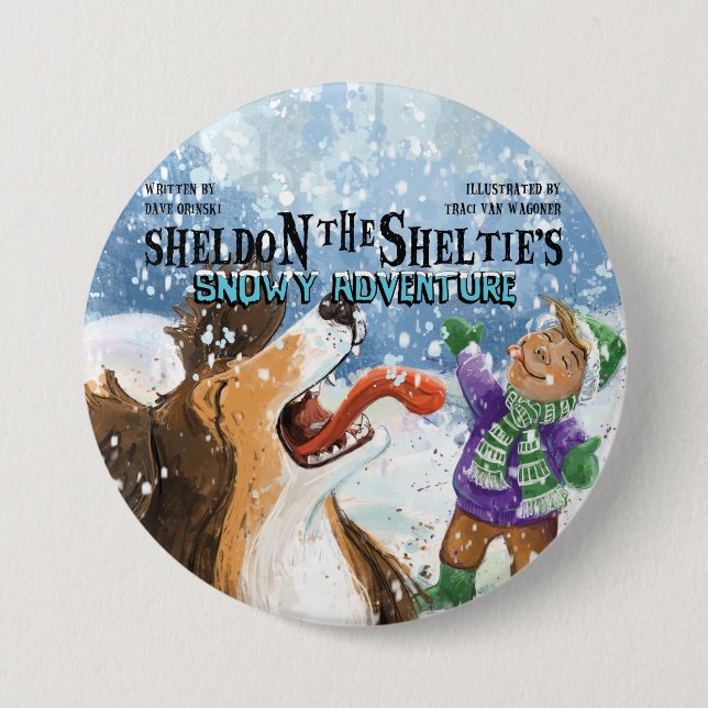 Chapa Redonda De 7 Cm Sheldon el Sheltie (Anverso)