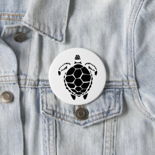 Chapa Redonda De 7 Cm Shell de tortuga del mar Negro