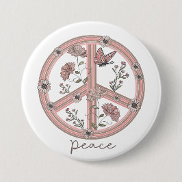 Chapa Redonda De 7 Cm Signo de paz Boho Floral Butterfly Girly Retro Dai