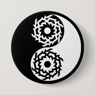 Chapa Redonda De 7 Cm Signo de yin yáng en blanco y negro