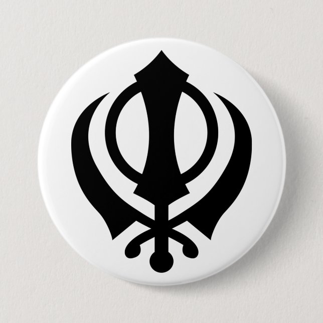 Chapa Redonda De 7 Cm Sikh Khanda (Anverso)