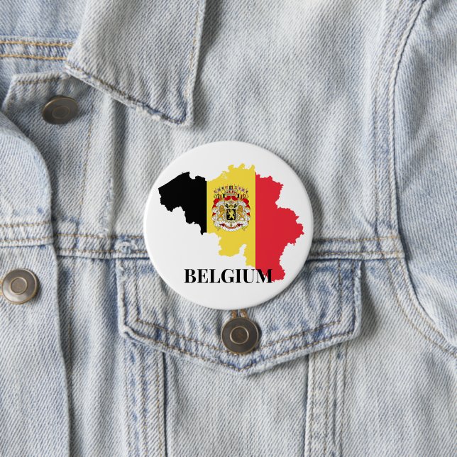 Chapa Redonda De 7 Cm Silhouette de Bélgica, bandera, (In situ)