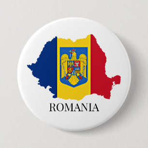 Chapa Redonda De 7 Cm Silueta de Rumania, etiquetada,